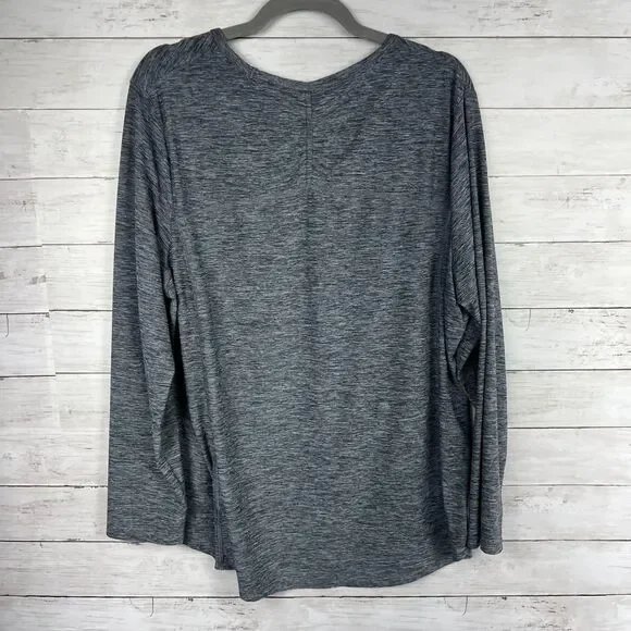 Duluth Trading Grey Heather Pocket Front Long Sleeve Top - Picture 2 of 4